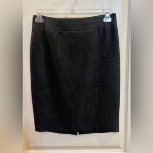 Loft dark gray pencil midi skirt. Back slit. Zipper closure.  Nice fabric.Size 4